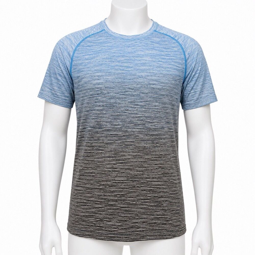 Lululemon Metal Vent Tech Shirt Mens Medium M Blue Black Gray Ombre Space Dye SS
